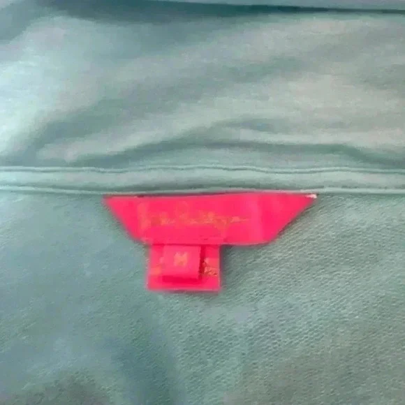 Lilly Pulitzer Off The Shoulder Long Sleeve Sweatshirt Top Aqua Blue M - Picture 6 of 7